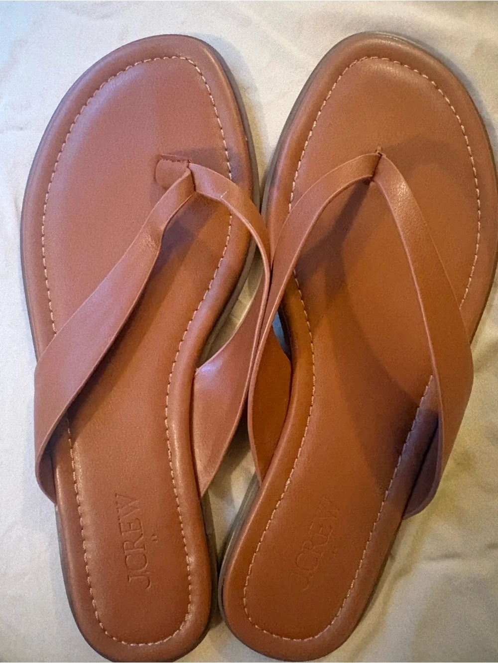 J. Crew Tan Leather Thong Sandals
